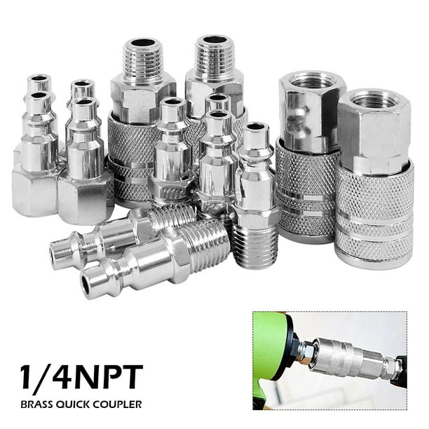 14Pcs Quick Release Compressed Air Line Coupler Connector Fitting Kit 1/4 NPT DO